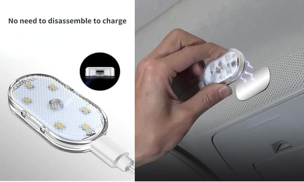 4 stk. trådløse LED-lamper til bilens interiør, LED-lamper til bilens interiør