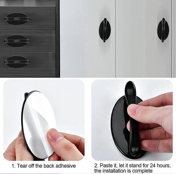 6 Pcs Self-Adhesive Door Handle Window Self-Adhesive Handle Cabinet Drawer Handle Plastic Snap Handle for Sliding Windows Cabinet Drawer Wardrobe K