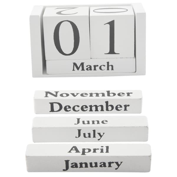 Vintage Trä Evighetskalender Shabby Chic Klossar Skrivbordskalender Rustik Träkvadratkalender