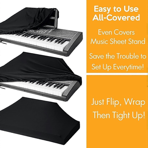 SZTXJ Støvdeksel for Piano Keyboard, 61 Tangenters Piano Keyboard-deksel, Elastisk Støvdeksel for Elektronisk Keyboard, Piano Keyboard-deksel med Slitesterk Elastikk
