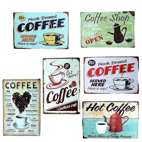 Tennplåt Måleri Kaffe Dekorativ Tennplåt Lämplig för KTV, Barer, Restauranger, Retro De