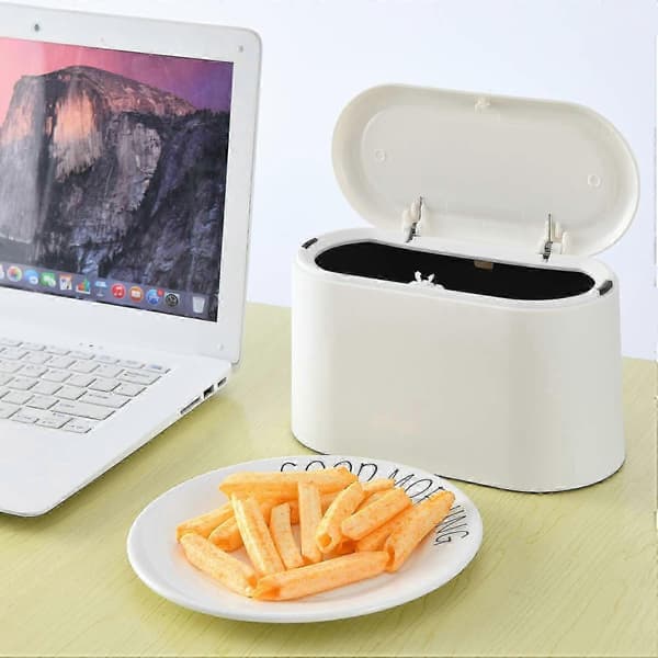 Mini Trash Can with Lid, Small Trash Can, Desk Trash Can, Countertop Mini Trash Cans, Small Waste Basket, White