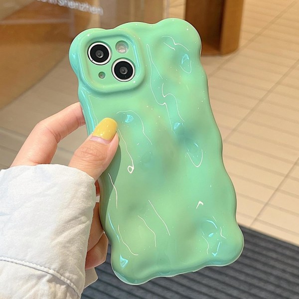 Case för iPhone 13, söt enfärgad lockig vågform Stötsäker TPU Bumper Phone case