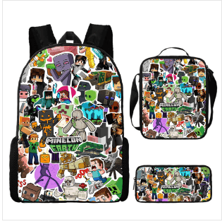 MINECRAFT School Backpack My World Gaming Accessories Backpack Three-Piece Set
