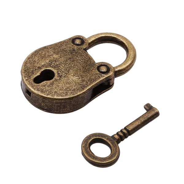 Mini padlock love shape lock antique padlock with key for cabinet