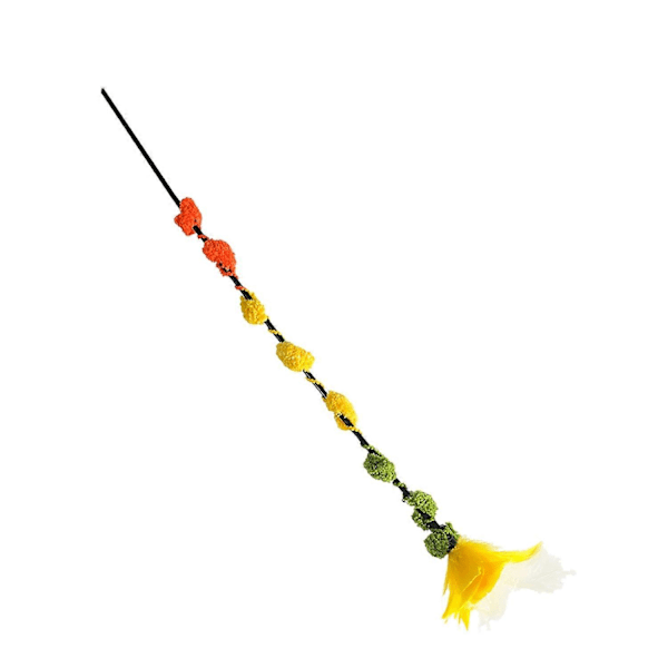 Katt Teaser Wand Leksak Minskar Tråkighet Rolig Interaktiv Kattpinne Leksak med Blomma Fjäder Klocka för Katter