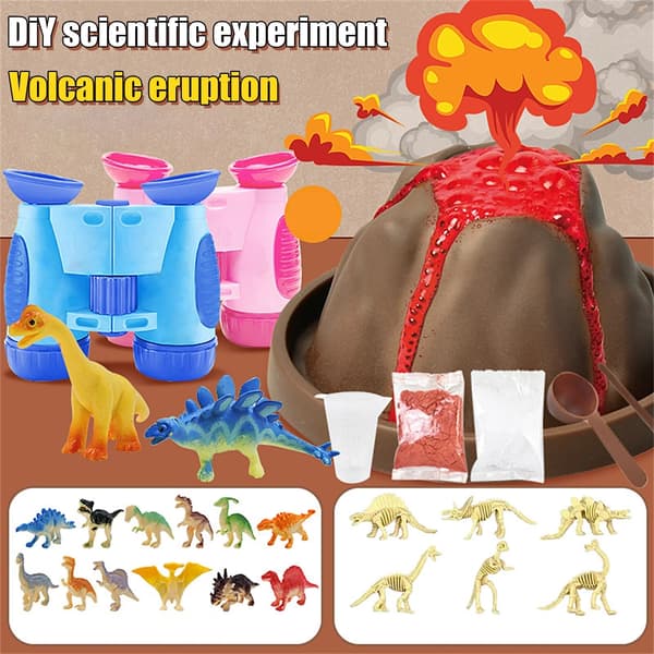 Julekalender - Dinosaur Vulkan Eksperiment Legetøjssæt Dinosaur Skelet Gummilegetøj