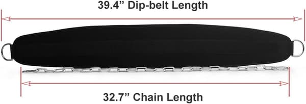 Pull-up Belt Weighted Dip Belt with Chain Double D-ring Weightlifting Back Support Strap Home Gym Equipment Waist Belt