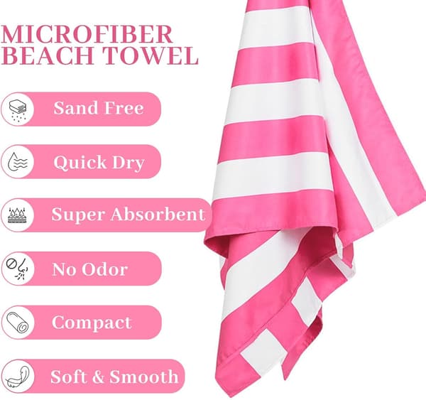Microfiber Beach Towel Extra Large - Light Blue Quick Dry Beach Towel, Perfect for Beach/Pool/Sun Loungers