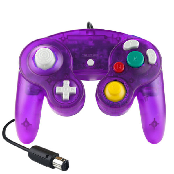 Gamecube Gamepad, 2-pack klassisk gamepad med vibrationsjoystick Transparent Purple