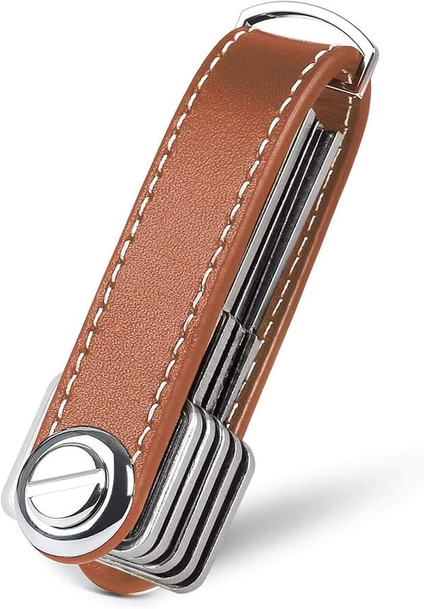 Brown Leather Key Holder - Key Holder for Men - Detachable Keychain