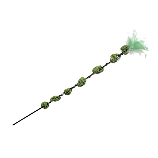 Katt Teaser Wand Leksak Minskar Tråkighet Rolig Interaktiv Kattpinne Leksak med Blomma Fjäder Klocka för Katter