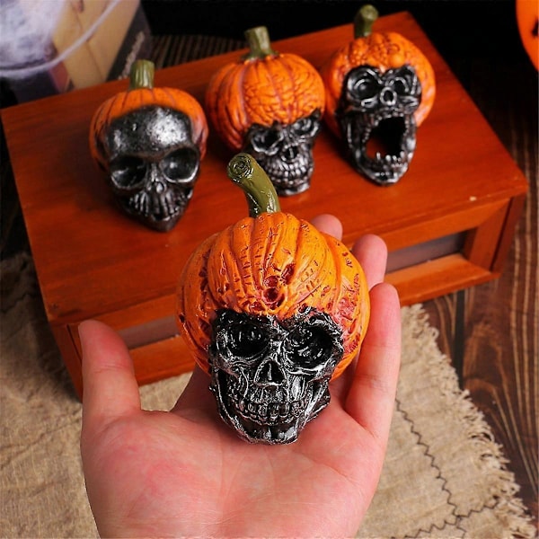 Halloween Skalle Dekorationer i Resin, Semester Hemlig Rum Horror Pumpahatt Skalle Dekoration Layout Hantverk