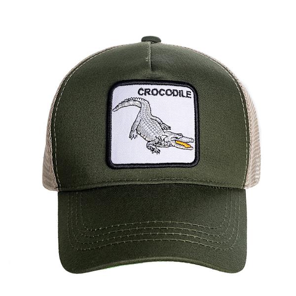 Mesh Cap with Embroidered Animal Design - Crocodile