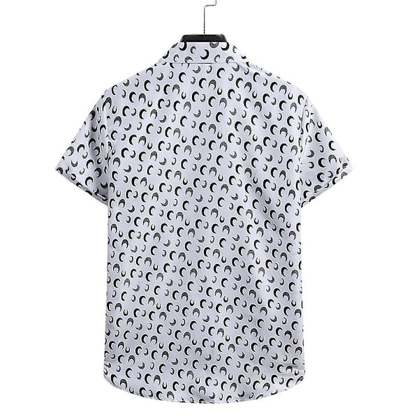 Män Sommar Tryckt Kortärmad Knappskjorta Casual Toppar XL