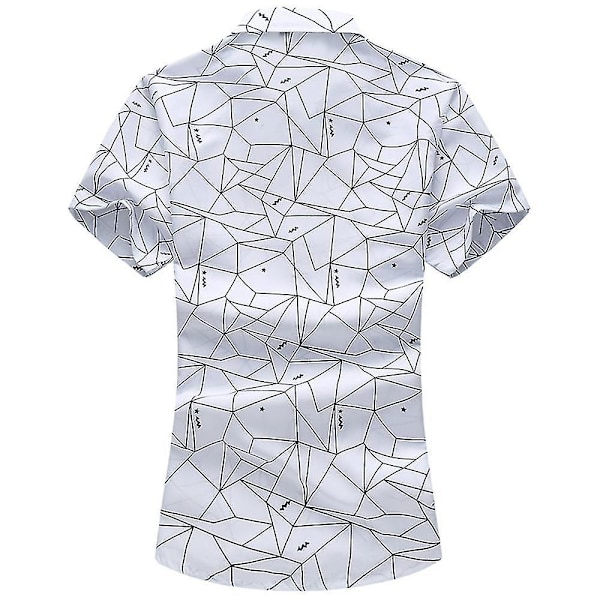 Herre Skjorte med Knapper Sommer Casual Strand Kortærmet Toppe 3XL