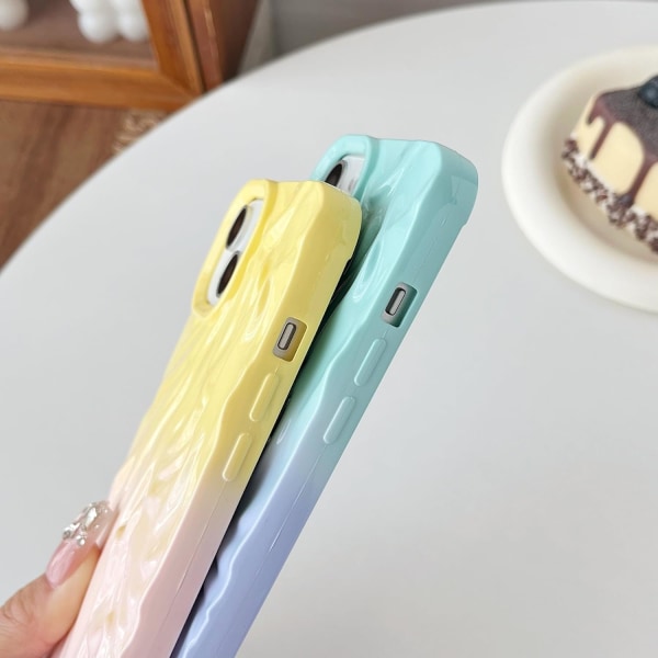 Plisserat vattenripplande krom vågmönster Mjukt kompatibelt med iPhone- case (gulrosa, iPhone 13 Pro Max)