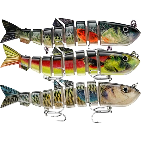 Fiskedrag Multi -Jointed Fish Fishing Kit Långsamt sjunkande naturtrogen Swimbbait Sötvatten och saltvatten Crankbaits för bas öring Bas lockar