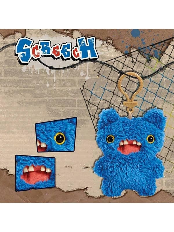 Fuggler-pehmoavainnippu klipsillä – Screech, hauska, ruma hirviöpehmo Blue