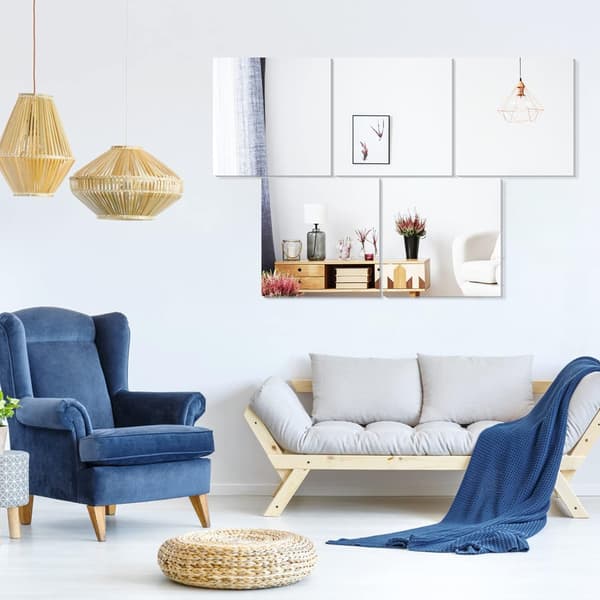 Self-Adhesive Acrylic Mirror, Flexible Plastic Mirror Tiles Wall Decals 15*15CM