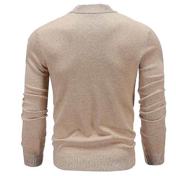 Ny Vinter Herre Mock Neck Sweater Mode Ensfarvet Varm Strikket Pullovers Herre Casual Elastiske Sweaters Mandlig Efterårs Strik Green XL