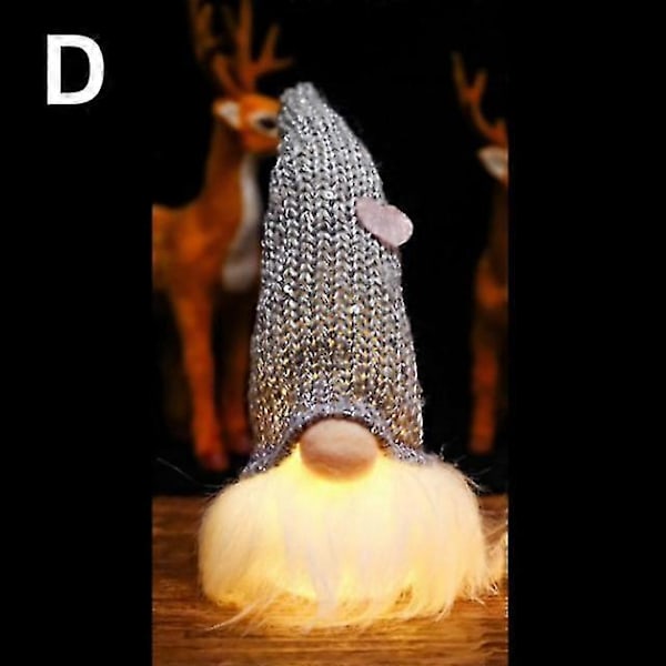 Ny 5/1 stk. Lysende Nisse Jule Ansiktsløs Dukke Ornament Jul LED Lys Nyttår Santa Anheng Dekorasjoner Tre Hengende Ornament