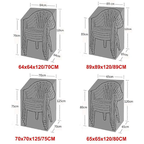 SZTXJ Utomhus möbelöverdrag för stapelbara stolar, väderskydd 65*65*120/80cm 420D