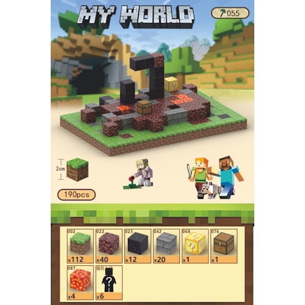 Minecraft Byggstenar Set Magnetiska Byggstenar Leksak Magnetiskt Brädspel T056-End Obsidian Pillar-192 pcs