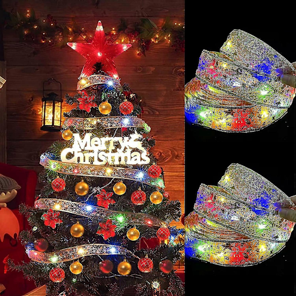 Bånd Lyslenke Juledekorasjon Juletrepynt Til Hjemmet 2023 Sløyfer Lys Navidad Natal Nyttår 2024