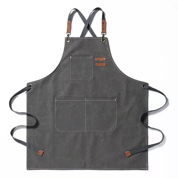 Unisex Forkle i Canvas og Denim til Menn - Kjøkken, Matlaging, Verksted - Vaskbar Arbeidsforkle Gray