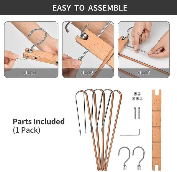 Magic Hangers, Space-Saving Wardrobe Hanger 5 Layers 2 Uses Multifunctional Pants Rack | Solid Metal Organizing Rack (one pack) -