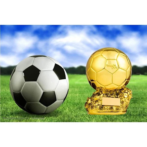 Europeisk fotbollsguldboll, trofé i resin för fans, ny Ballon d'Or-troféfotboll för fotbollsmatch, minnesmärke, pris 15cm