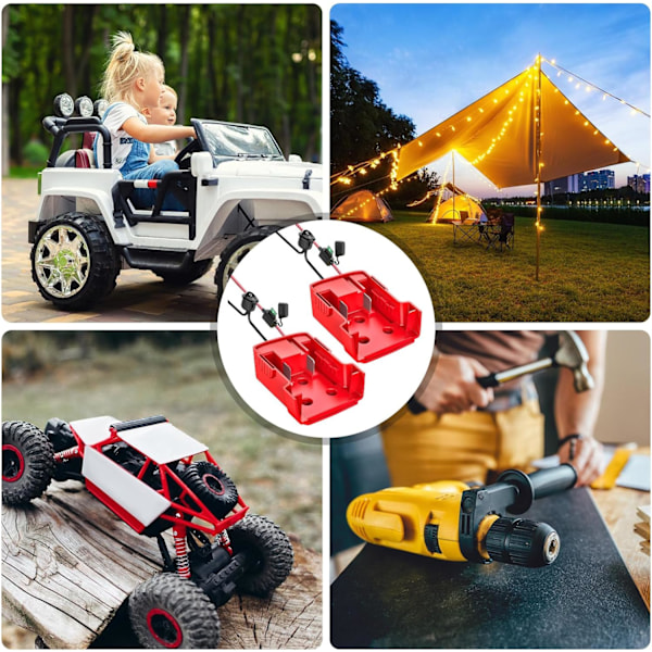 2 stycken strömhjulsadapter för Milwaukee 18 V batteri, batteriadapter, Dock Strömkontakt 14 AWG med säkring och strömbrytare