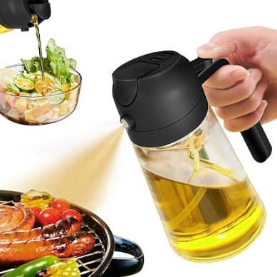 450 ml glas olivenoliesprøjte, velegnet til madlavning, 2-i-1 olivenoliedispenserflaske, uden skala