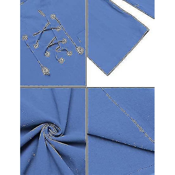 Herre Bomuld Linned Tank Top Skjorter Afslappet Ærmeløs Snøre Strandtoppe Dark blue 2XL