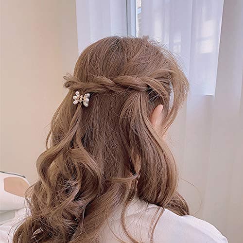 Mini Perlehårspænder til Kvinder Piger, 10 stk. Søde Kunstige Perlehårklemmer, Blomsterhårnåle til Fest Bryllup Dagligt