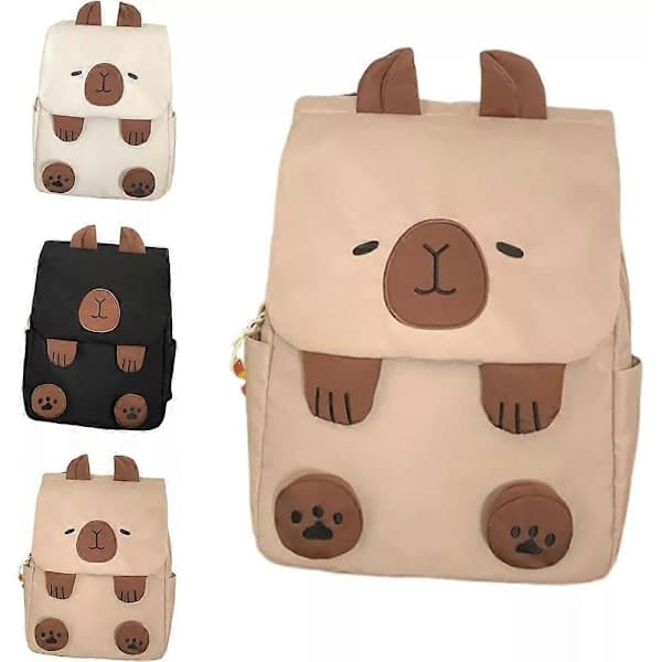 Capybara Backpack, Kawaii Capybara Backpack with Adjustable Straps Khaki