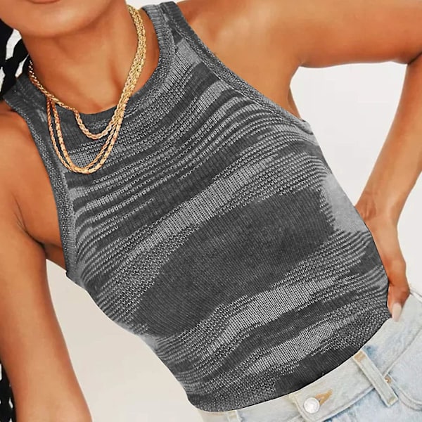 Tanktopper for kvinner, sommer, avslappet, ribbestrikket, ermeløs, basic cami-topp, slim henley-bluse med knapper, S-2xl Style2 M