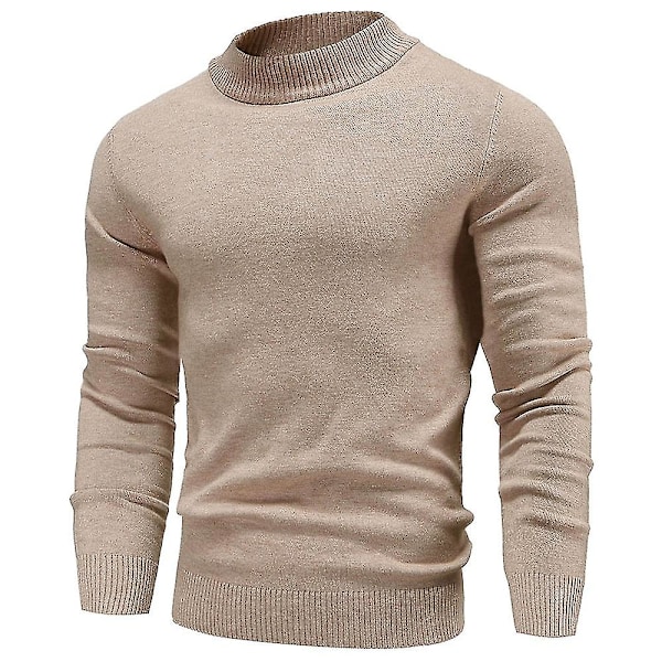 Ny Vinter Herre Mock Neck Sweater Mode Ensfarvet Varm Strikket Pullovers Herre Casual Elastiske Sweaters Mandlig Efterårs Strik Black XL