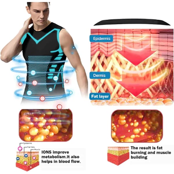 Vitaboost Vest Kompresjonsskjorte, Maynox Vita Bboost Vest, Shapewear Vest Versjon Ionisk Formende Ermeløs Skjorte Menn Komfortabel Pustende Gray M