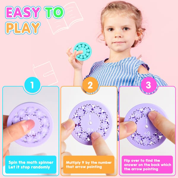 Math Facts Fidget Spinners, Multiplication & Division Learning Toys for Kids, Educational Math Manipulatives for 3rd Grade Classroom