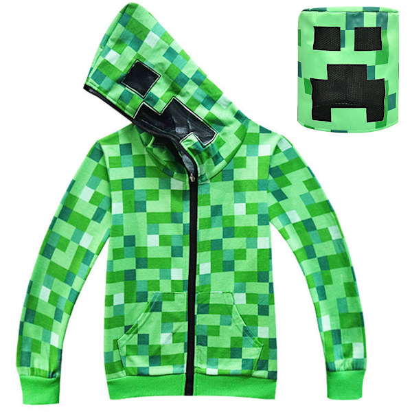 Minecraft-lastenvaatteet, Minecraft Creeper JJ -hirviömosaiikki Halloween-vaatteet cosplay 623+Ordinary headgear 120cm