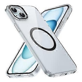 Compatible Case for iPhone 14, MagSafe Compatible, Hard PC Phone Case, Clear Back (Black)