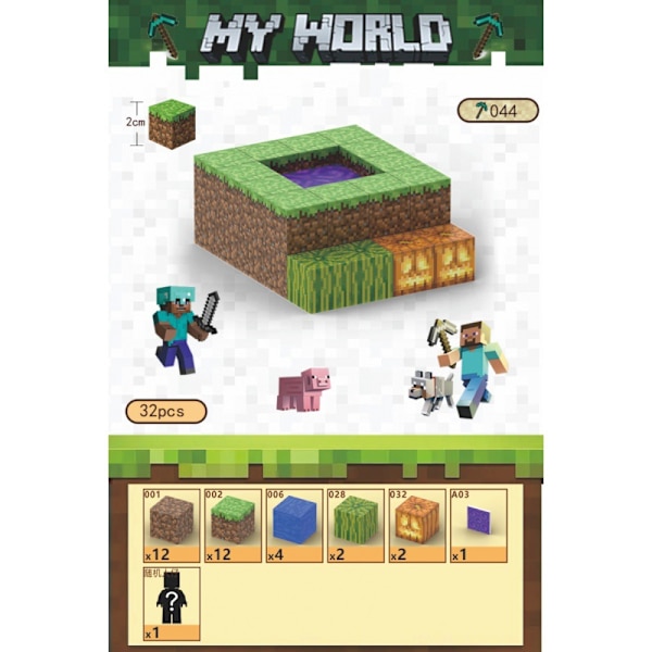 Minecraft Byggstenar Set Magnetiska Byggstenar Leksak Magnetiskt Brädspel T044-Twilight Teleport-32 pcs