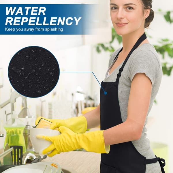 Apron Chef Hat Set, Adjustable Bib Apron Baker Chef Hat Women Men, Black