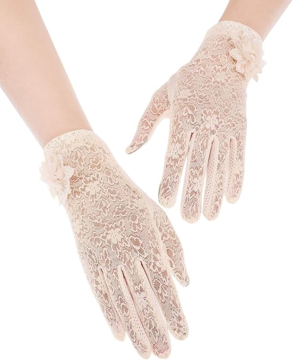 Dame Blonde Blomsterhandsker Elegante korte blondehandsker Sommerhandsker