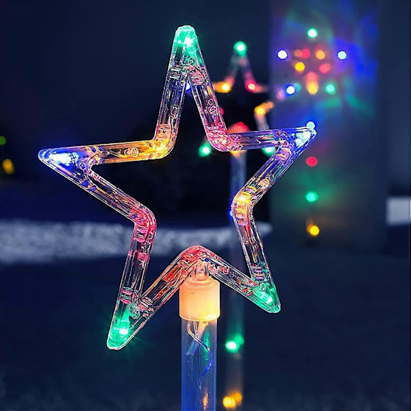 Set med 4 LED-markeringar för trädgården - 40 LED-belysning för gångväg, trädgård, gräsmatta, uteplats - Festlig julglöd, juldekoration pentacle