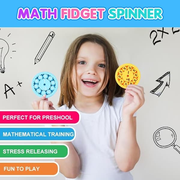 Math Facts Fidget Spinners, Multiplication & Division Learning Toys for Kids, Educational Math Manipulatives for 3rd Grade Classroom