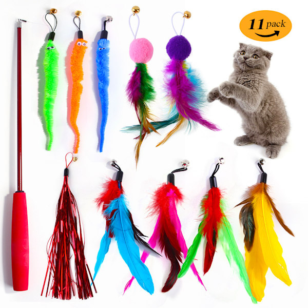 Kattleksak set katttråk katt och mus interaktiv plyschmus ljudleksak katttillbehör Set 37 Red