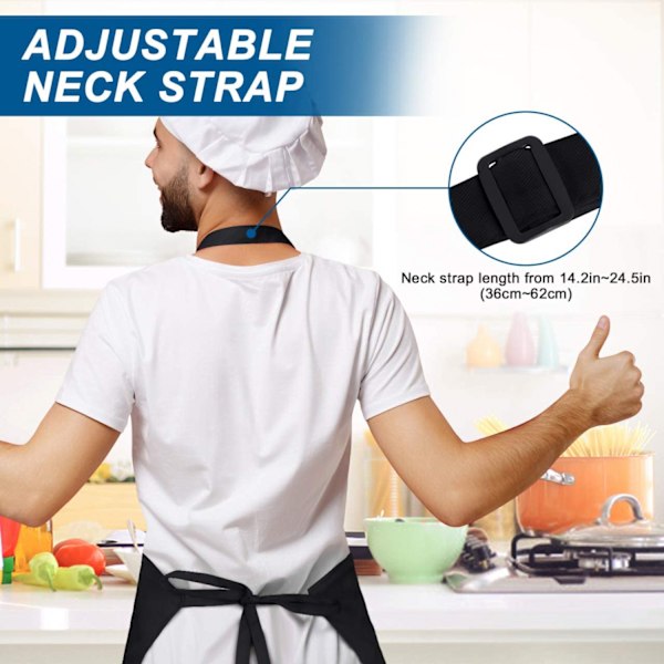 Apron Chef Hat Set, Adjustable Bib Apron Baker Chef Hat Women Men, Black